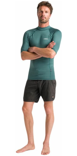 2026 C-Skins Mens NuWave UV Basics Short Sleeve Rash Vest C-NLYSSMC - Dark Sage